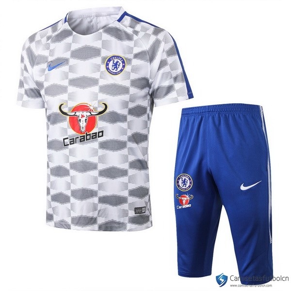 Camiseta Entrenamiento Chelsea Conjunto Completo 2017-18 Blanco Gris